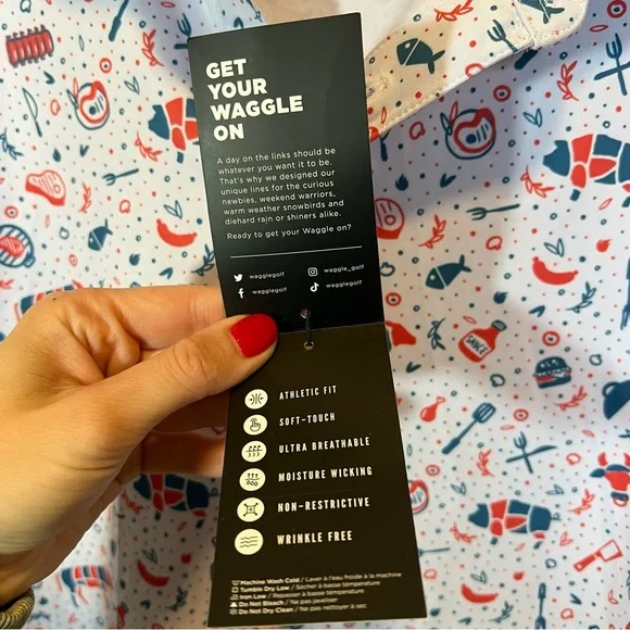 Waggle Men’s 4th of July BBQ Patriotic Polo Shirt Large NWT - Picture 6 of 9